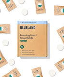 BLUELAND Foaming Hand Soap Refills - 10 Pack Tablets, Evergreen Scent, Eco Friendly Hand Soap and Cleaning Products - Makes 10 x 9 Fl oz bottles (90 Fl oz total)