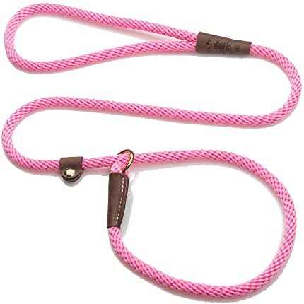 Mendota Pet Slip Leash - Dog Lead and Collar Combo - Made in The USA - Hot Pink, 3/8 in x 6 ft - for Small/Medium Breeds