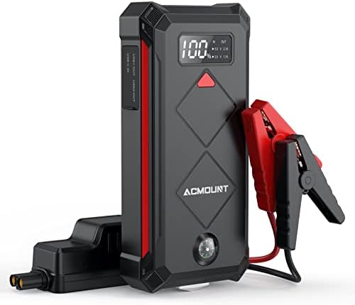 P100 Car Jump Starter, 3000A Peak Lithium Jump Starter Battery Pack for Up to 10.0L Gas or 8.0L Diesel Engine, Safe 12V Portable Battery Starter Power Pack with LED Screen & LED Light