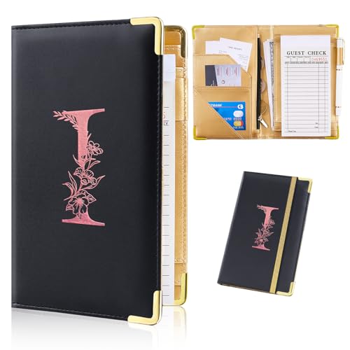 FIODAY Server Book, Alphabet Server Books for Waitress Leather Waitess Book with Zipper Pocket Serving Book Cute Server Check Book Fits Server Apron,I