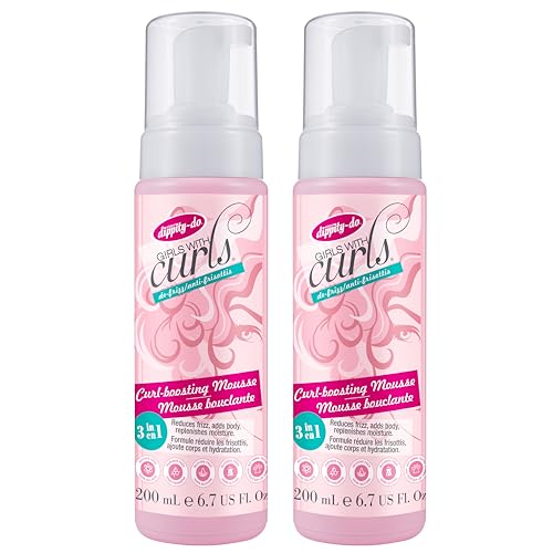 Dippity Do Girls with Curls Curl Enhancing Mousse - Lightweight 3-in-1 Defining Mousse for Curly and Wavy Hair - Hibiscus and Olive Oil for Frizz Free and Bouncy Curls - 200 mL/6.7 fl oz - 2 Pack