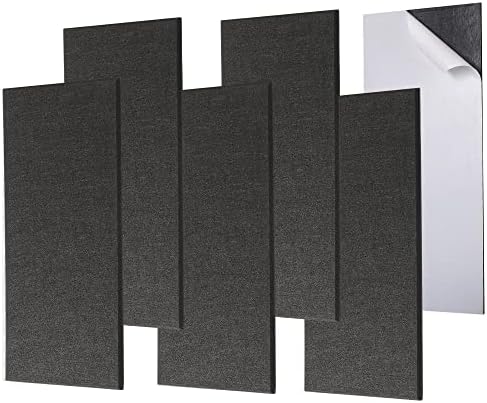 6 Pack Self-adhesive Acoustic Panels,15.75" X 31.5" X 0.47" Soundproof Wall Panels, High Density Beveled Edge Sound Absorbing Panels, Acoustic Treatment for Studio Home and Office (Black)