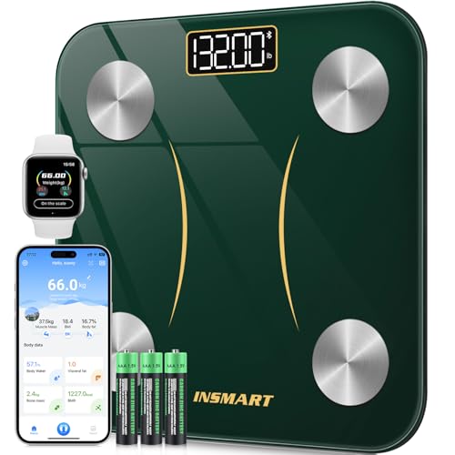 INSMART Smart Scale for Body Weight,Accurate Digital Weight Scale and Fat Percentage,Bluetooth Body Fat Scale with BMI Muscle Mass,16 Body Composition,Health Monitor Analyzer with APP Sync (Green)