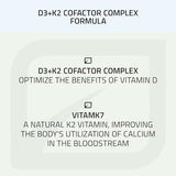Neuro biologix D3+K2 Cofactor Complex - Vitamin D and K Supplement 10000 IU's, Supports Joint & Bone Health, Cardiovascular, and Immune System, 60 Capsules