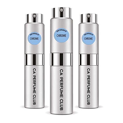 CA Perfume Impression of Chrome For Women & Men Replica Version Fragrance Dupes Concentrated Long Lasting Eau de Parfum Spray Refillable Atomizer Bottle 0.27 Fl Oz-X3