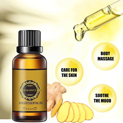 Belly Drainage Ginger Oil, Ginger Oil Lymphatic Drainage Massage Oil, Natural Lymphatic Drainage Ginger Oil,Ginger Massage Oil,Plant Aroma Oil, Natural Ginger Essential Oil (10 Pack)