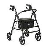 Medline Aluminum Rollator Walker with Seat, Folding Mobility Rolling Walker has 8 inch Wheels, Black