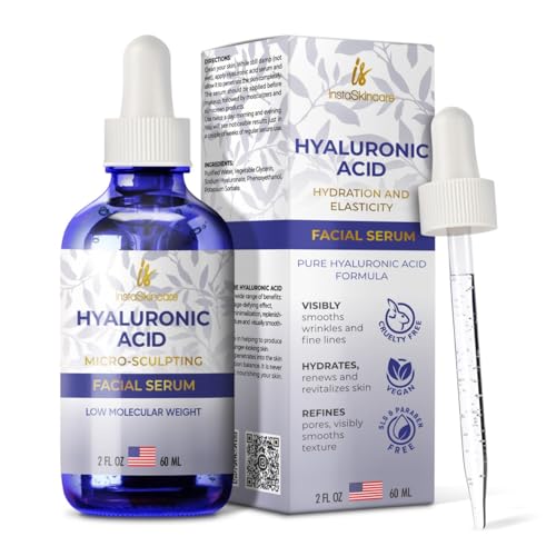 Hyaluronic Acid Serum for Face (2 Oz) - Serum for Skin and Lips - Hydrating and Moisturizing Face Serum for All Skin Types - Paraben and Fragrance-Free