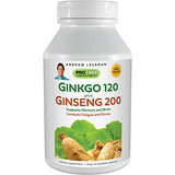 ANDREW LESSMAN Ginkgo 120 Plus Ginseng 200-120 Capsules – Standardized Extract Blend to Support Brain, Memory and Cognitive Function. Adaptogen, Combats Stress and Fatigue. No Additives
