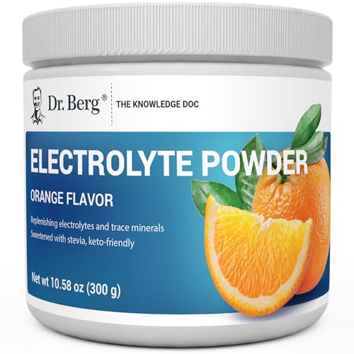 Dr. Berg Zero Sugar Hydration Keto Electrolyte Powder - Enhanced w/ 1,000mg of Potassium & Real Pink Himalayan Salt (NOT Table Salt) - Orange Flavor Hydration Drink Mix Supplement - 50 Servings