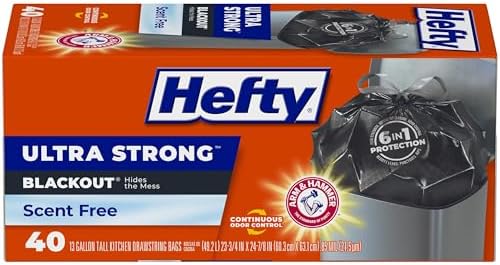 Hefty Ultra Strong Blackout Kitchen Trash Bags - 13 Gallon, 40 Count