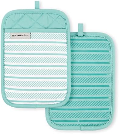 KitchenAid Albany Pot Holder 2-Pack Set, Aqua Sky, 7"x10"