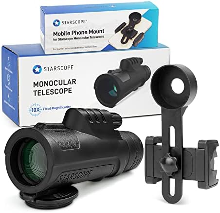 StarScope Monocular Telescope G3 and Phone Mount - 10x High Powered Monocular with Smartphone Adapter | Monocular Telescope for Smartphone Photography | Monocular Scope for Bird Watching and Hunting