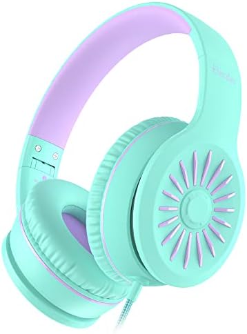 ELECDER i45 On-Ear Headphones with Microphone - Foldable Stereo Bass Headphones with No-Tangle 1.5M Cord, 3.5MM Jack, Portable Wired Headphones for School/Kids/Teens/Smartphones/Travel/Tablet - Green