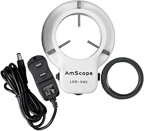 AmScope LED-56S-ZK 56 Microscope Ring Light LED Ring Light Illuminator with Dimmer for Stereo Microscope