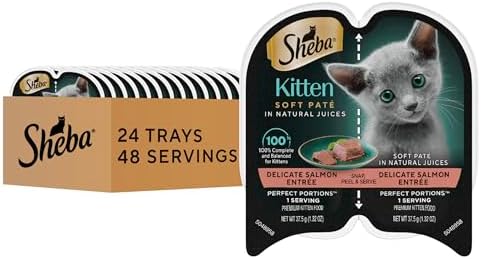Sheba Perfect Portions Kitten Wet Cat Food Pate Salmon Entree, 2.6 oz. Twin-Pack Trays (24 Count, 48 Servings)