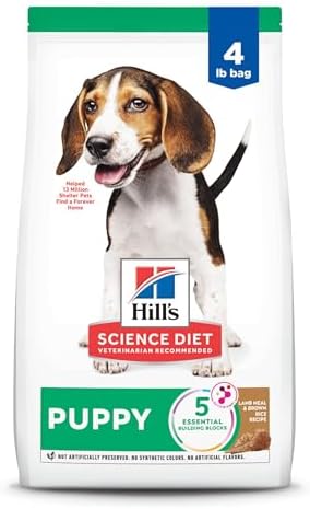 Hill's Science Diet Puppy, Puppy Premium Nutrition, Dry Dog Food, Lamb & Brown Rice, 4 lb Bag