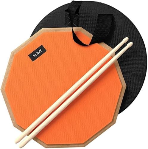 SLINT Drum Practice Pad, 12" Drum Pad 2 Surfaces - Double-Sided Practice Drum Pad Set, Practice Pad for Drumming - Snare Drum Practice Pad - Drum Pad For Kids (Drum Pad with Sticks)