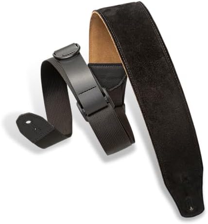 Levy's Leathers Right Height Guitar Strap with RipChord Quick Adjustment Technology; 2.5" Wide Suede - Black (MRHSP-BLK)