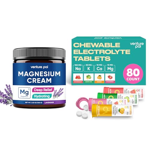 Venture Pal Moisturizing Magnesium Lotion，Chewable Electrolyte Tablets for Rapid Hydration