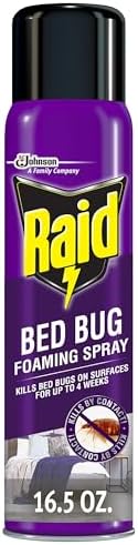 Raid Bed Bug Foaming Spray, Kills Bed Bugs and Their Eggs, for Indoor Use, Non-Staining, Keeps Killing for Weeks, 16.5 oz (Pack of 1)