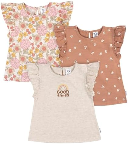 Gerber Baby Girls' Toddler 3-Pack Short Sleeve Tees