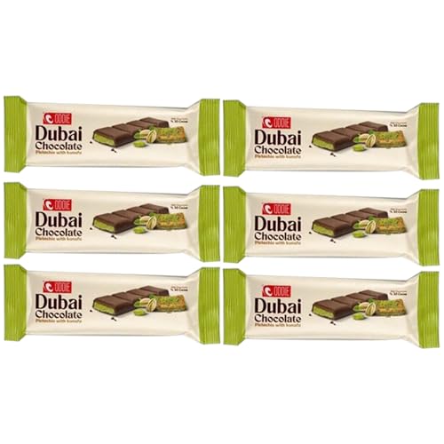 Mini Dubai Chocolate (Pack of 6) Kunafa Pistachio Bar- 27gr Total 0.35 pounds.-, Perfect for Gifting, Fresh Daily Production 6 Pieces Dubai Chocolate with Shredded Phyllo Dough 5.7 ounces