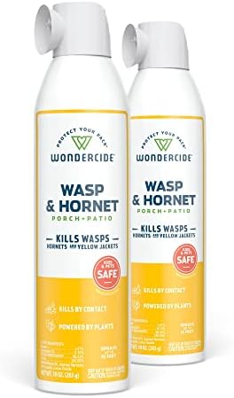 Wondercide - Wasp and Hornet Killer Aerosol Spray with Natural Essential Oils - Kill Wasps, Hornets,and Yellow Jackets - for Porch, Patio, and Outdoor Areas - Pet and Family Safe - 10 oz - 2 Pack