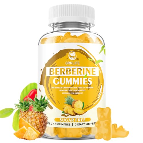 Berberine Gummies with Ceylon Cinnamon 1500mg High Potency Berberine HCL Supplement for Immune and Metabolism Support, Sugar Free Organic Berberine Gummies Pineapple Flavor - 60 Count