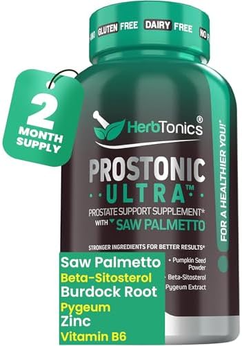 Herbtonics Prostate Support Supplement for Men's Health - Saw Palmetto & Beta Sitosterol Formula with Pumpkin Seed Oil - Promotes Prostate Health & Less Urination - DHT Blocker for Hair - 120 Capsules