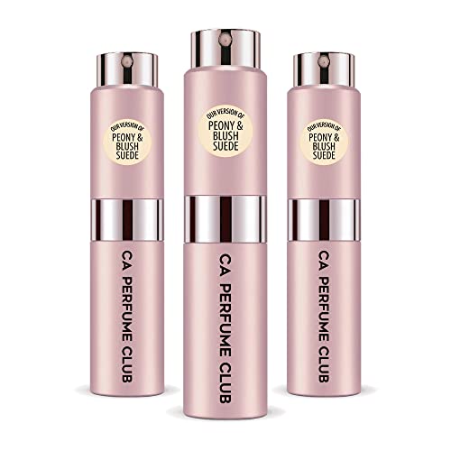 CA Perfume Club Impression of J Mlon Peony & Blush Suede For Women Replica Version Fragrance Dupes Concentrated Long Lasting Eau de Parfum Spray Refillable Atomizer Bottle 0.27 Fl Oz-X3