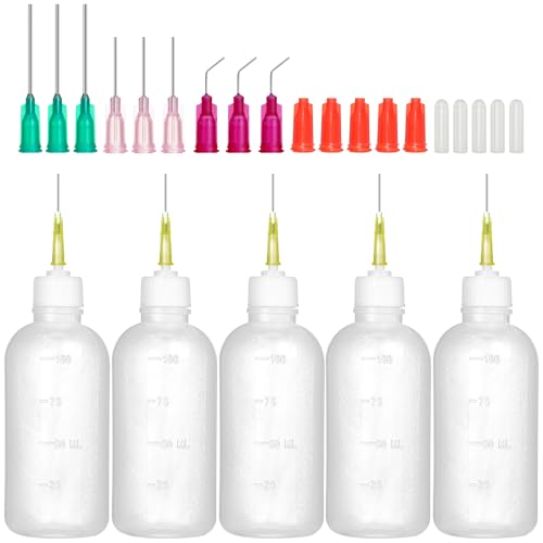 100ml Glue Bottles, Precision Tip Applicator Bottle, Needle Tip Squeeze Bottle, 18G 20G 25G Blunt Needle Set Bottle with Sealing Cap