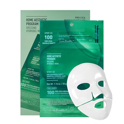 VT COSMETICS Pro Cica Reedle Shot 100 2-Step Hydrogel Mask(34.5gx4ea), Intensive Calming, Exosome Centella Asiatica, Blemish Relief, Overnight Melting Mask, Korean Facial Mask, Valentine Gift
