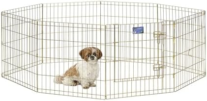 MidWest Homes for Pets Dog Exercise Pen & Playpen, 24"W x 24"H, No Door, Gold Zinc