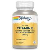 SOLARAY Vitamin E 400 IU (268mg), Dry Form - Natural Source, Mixed Tocopherols Vitamin E - Antioxidant Supplement, PMS and Menopause Support - 60-Day Guarantee, Lab Verified - 100 Serv, 100 Capsules