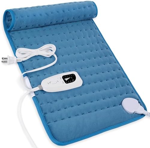 Electric Heating Pads,Heating Pad for Back,Shoulder,Hot Pad for Neck and Arms,Abdomen,Legs,Knee,Moist Heated Pad for Women Men,Auto Shut Off(Blue, 12''×24'')