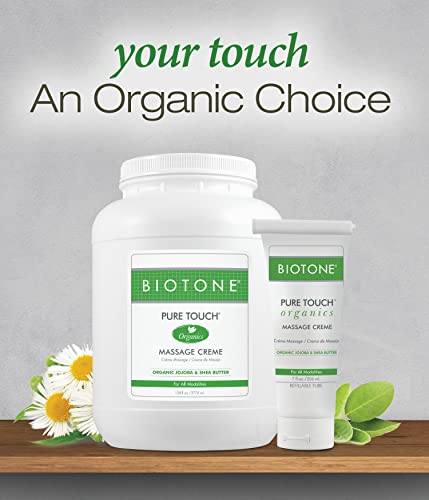 BIOTONE Pure Touch Organics Massage Crème, True Organic Massage, Rich Texture, Silky Glide, Soothing Ingredients, Healing Botanicals - 1 Gallon