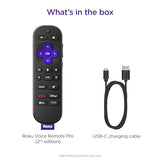 Roku Voice Remote Pro (2nd Ed.) | Rechargeable TV Remote Control with Hands-free Voice Controls, Backlit Buttons, & Lost Remote Finder - Replacement Remote Compatible with All Roku TV, Players & Audio