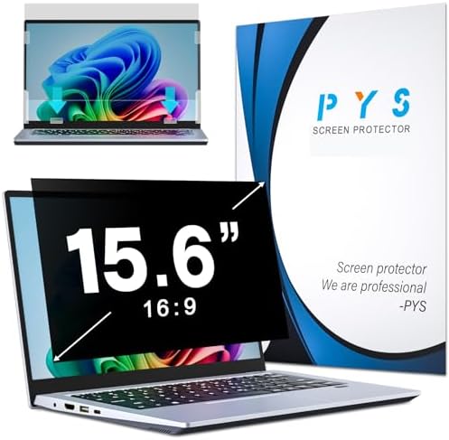 PYS Laptop Privacy Screen 15.6 Inch for Lenovo HP Dell ASUS Acer Msi Samsung - Removable 16:9 Aspect Privacy Protector Screen Filters - Anti Glare & Blue Light Screen Privacy Shield