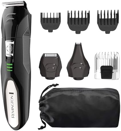 Remington All-in-One Grooming Kit, Lithium Powered, 8 Piece Set with Trimmer, Men's Shaver, Clippers, Beard and Stubble Combs, Black