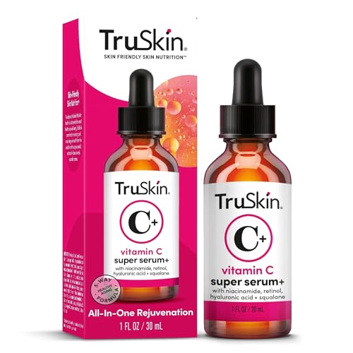 TruSkin Vitamin C Super Serum with Niacinamide, Retinol, Hyaluronic & Salicylic Acid (BHA) - All-in-One Anti Aging Facial Serum for Brightening, Firming, and Fading the Look of Dark Spots, 1 Fl Oz