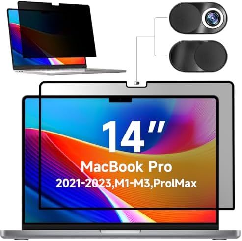 Mamol Privacy Screen for MacBook Pro 14 Inch (2021-2023, M1, M2, M3) - A2918 A2992 A2442 A2779, MagicSuction Removable Vacuum Adsorption Anti Spy, Anti Glare