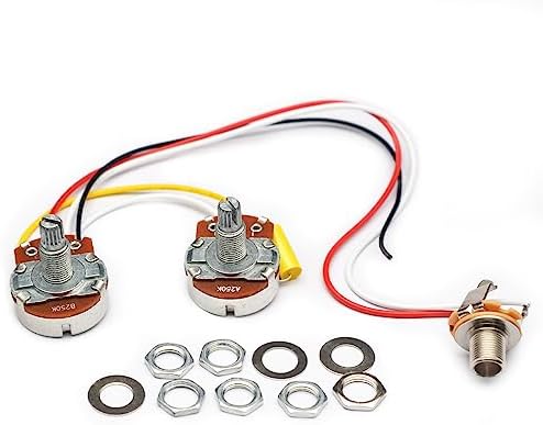SAPHUE PB Bass Wiring Harness Prewired Kit for Precision Bass Guitar Big 250K Pots 1 Volume 1 Tone Jack