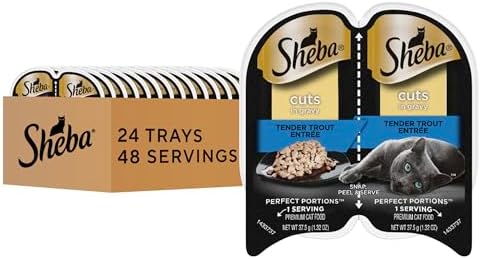 Sheba Perfect Portions Wet Cat Food Cuts in Gravy Tender Trout Entree, 2.6 oz., Twin-Pack Trays (24 Count, 48 Servings)