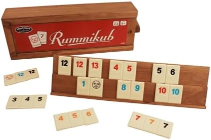 Front Porch Classics, Rummikub Vintage Edition in All-Wood Storage Case with 4 Built-in Player Trays and 106 Rummikub Tiles, for 2 to 4 Players Ages 8 and Up
