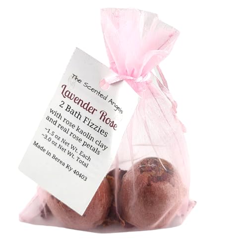TSA Handmade All Natural Lavender Rose Bath Bombs, Scented Fragrance, Sensitive Skin, Self Care, Date Night, Mens, Womens, Bath, Teens, Real Petals, 2 count
