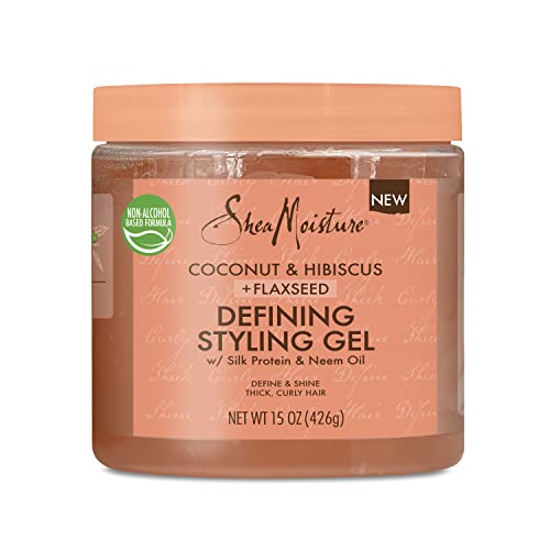 SheaMoisture Defining Styling Gel For Thick, Curly Hair Coconut & Hibiscus Paraben-Free Frizz Control Styling Gel 15 OZ, 12 count