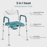 PELEGON Raised Toilet Seat with Handles (400lb) - Adjustable 3 in 1 Commode Chair for Toilet with Arms, Toilet Riser with Handles, Bedside Commode Chair, Handicap Toilet Seat for Elderly & Disabled