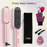 TYMO Hair Straightener Brush, Hair Straightening Comb for Women with 5 Temp 20s Fast Heating & Anti-Scald