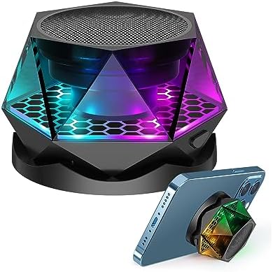 EGKimBa Magnetic Diamond Bluetooth Speaker, Small Wireless Speaker with Multi RGB Color Light Show, Portable Phone Stand for iPhone, Android, TWS Pairing